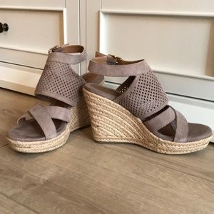 Taupe Suede Espadrille Wedges